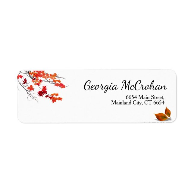 Étiquette d'adresse de retour de feuilles rouges o (Devant)