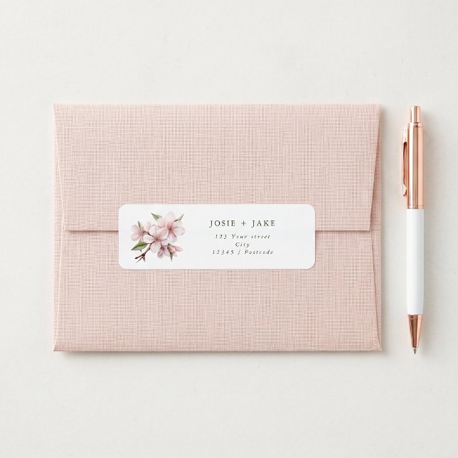 Étiquette d'adresse de retour de fleur de cerisier (Cherry blossom flower return address label)