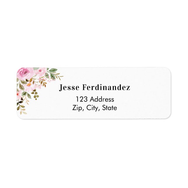 Étiquette d'adresse de retour de fleur de rose flo (Devant)