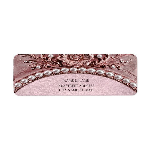 Étiquette d'adresse de retour de fleur rose (Devant)