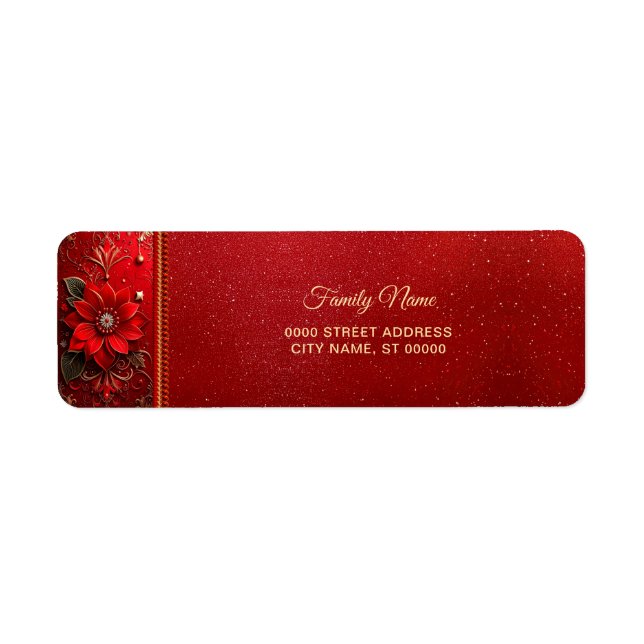 Étiquette d'adresse de retour de fleur rouge (Devant)