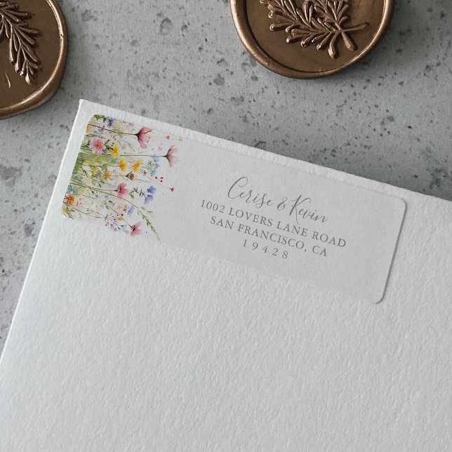 Étiquette d'adresse de retour de fleur sauvage col (Créateur téléchargé)