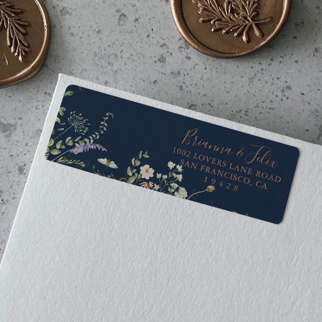 Étiquette d'adresse de retour de fleur sauvage de  (Créateur téléchargé)