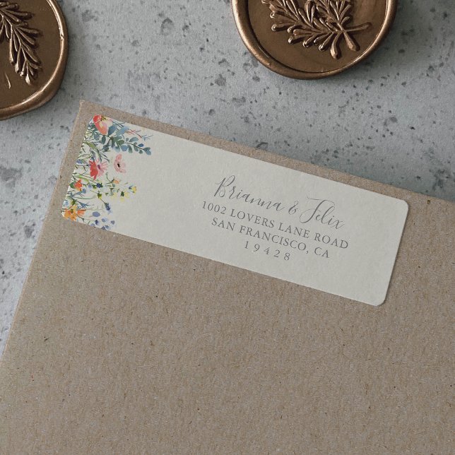 Étiquette d'adresse de retour de fleur sauvage mul (Créateur téléchargé)