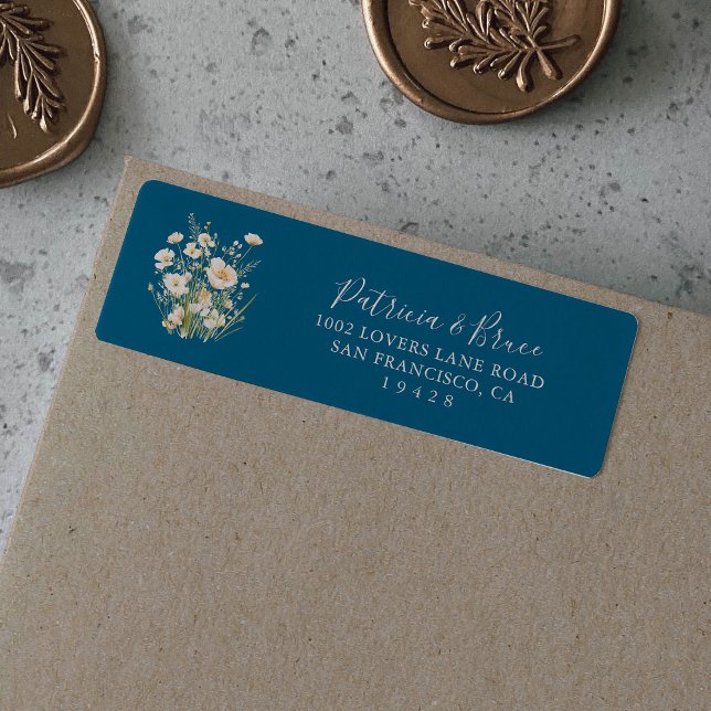 Étiquette d'adresse de retour de fleur sauvage ros (Créateur téléchargé)