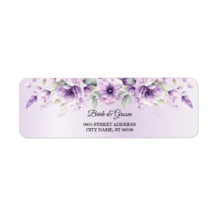 Étiquette d'adresse de retour de fleur violet aqua