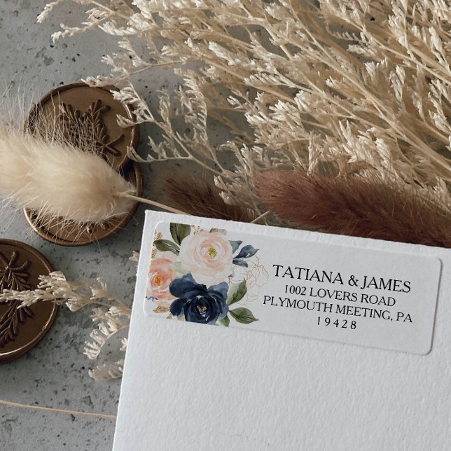 Étiquette d'adresse de retour de fleurs d'automne  (Créateur téléchargé)