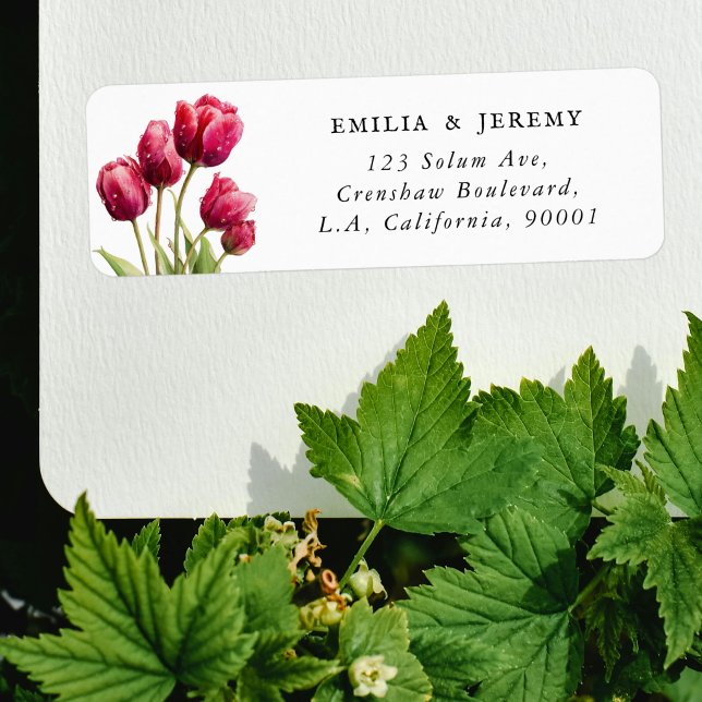 Étiquette d'adresse de retour de fleurs de tulipes (Créateur téléchargé)