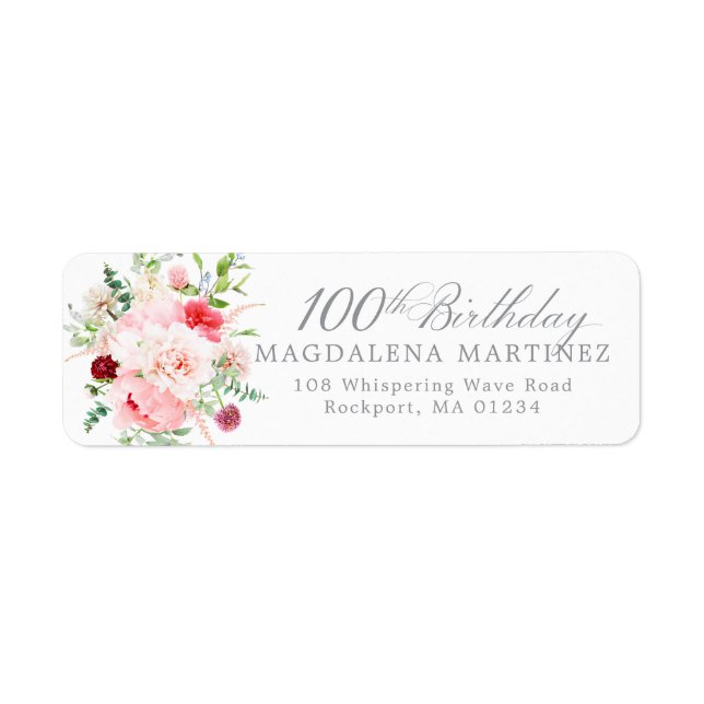Étiquette d'adresse de retour de fleurs pour fête  (Devant)