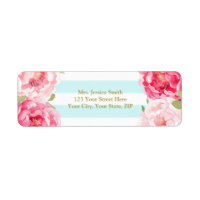 Étiquette d'adresse de retour de fleurs rose pâle