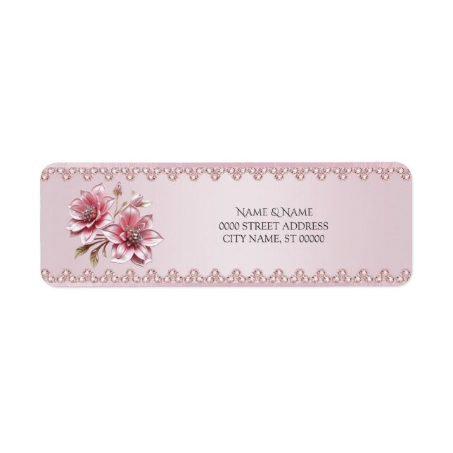 Étiquette d'adresse de retour de fleurs roses mode (Devant)