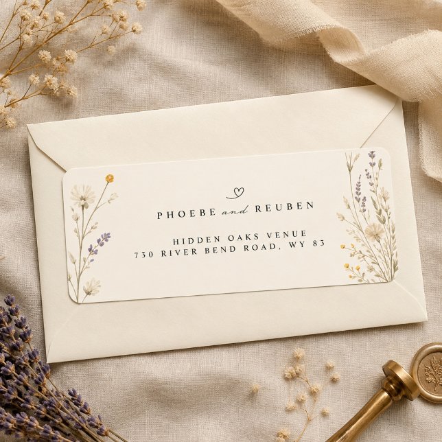 Étiquette d'adresse de retour de fleurs sauvages é (Créateur téléchargé)
