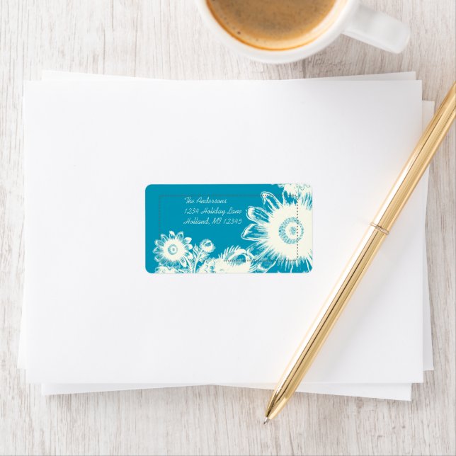 Étiquette d'adresse de retour de fleurs Vintages b (En situation)