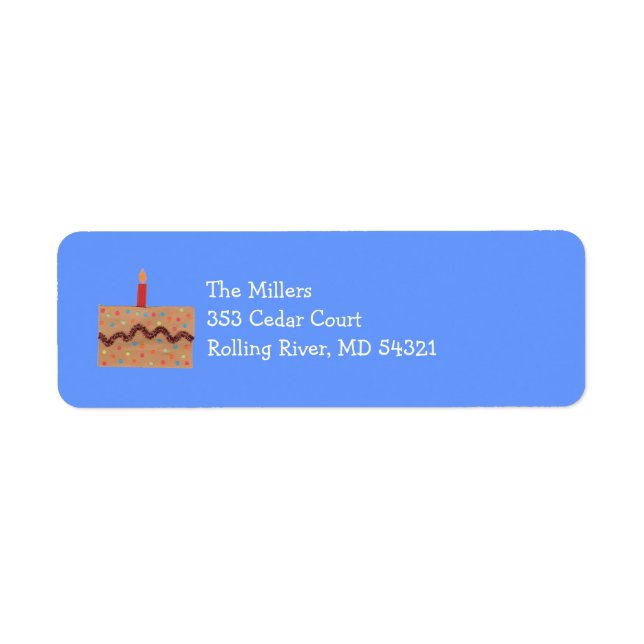 Étiquette d'adresse de retour de gâteau d'annivers (Devant)