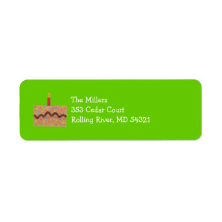Étiquette d'adresse de retour de gâteau d'annivers