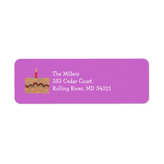 Étiquette d'adresse de retour de gâteau d'annivers