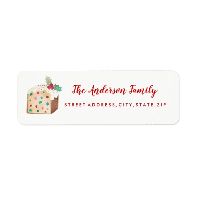 Étiquette d'adresse de retour de gâteau de Noël (Devant)