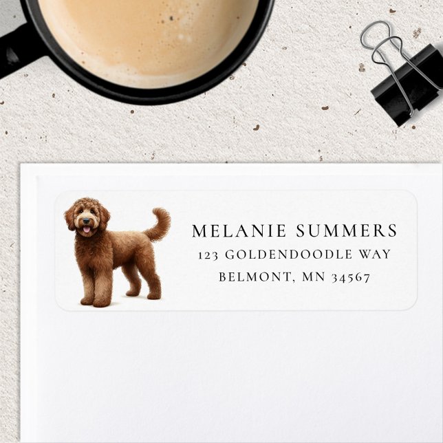 Étiquette d'adresse de retour de Goldendoodle marr (Créateur téléchargé)