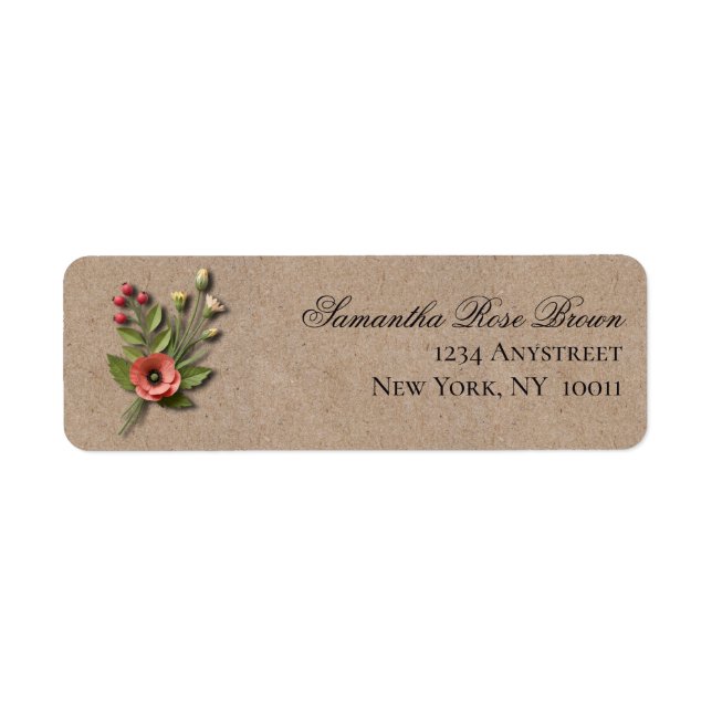 Étiquette d'adresse de retour de jardin de fleurs  (Devant)