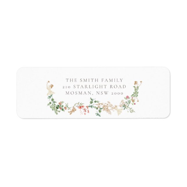 Étiquette d'adresse de retour de jardin de fleurs  (Devant)