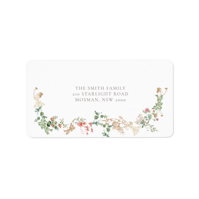 Étiquette d'adresse de retour de jardin de fleurs  (Devant)