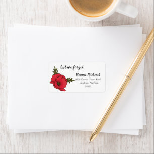Étiquette d'adresse de retour de la boîte rouge du