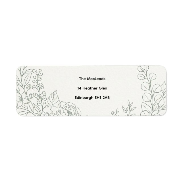 Étiquette d'adresse de retour de la ligne florale  (Devant)