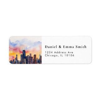 Étiquette d'adresse de retour de la ville de Chica
