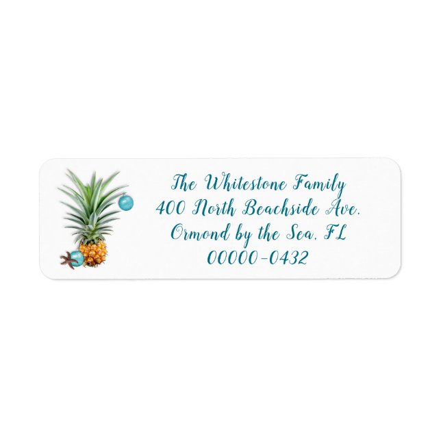 Étiquette d'adresse de retour de l'ananas de vacan (Devant)