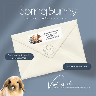 Étiquette d'adresse de retour de Lapin de printemp
