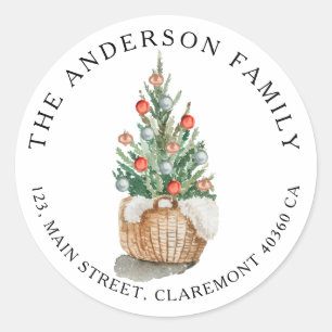 Étiquette d'adresse de retour de l'arbre de Noël t