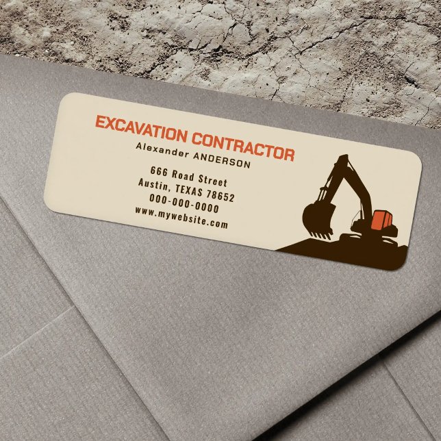 Étiquette d'adresse de retour de l'entrepreneur de (Excavation Contractor Return Address Label)