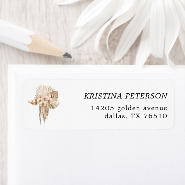 Étiquette d'adresse de retour de l'herbe des Pampa (En situation)