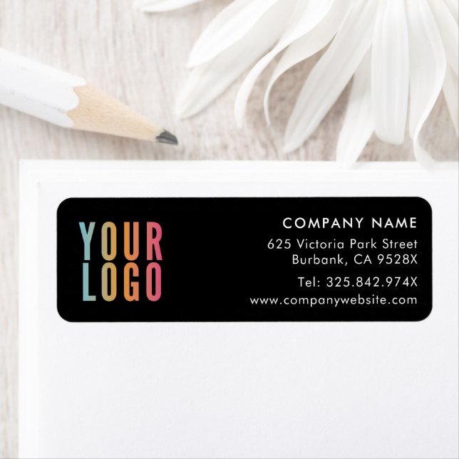 Étiquette d'adresse de retour de logo d'entreprise (En situation)