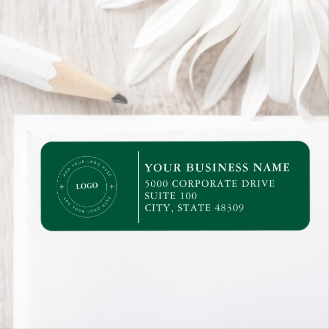 Étiquette d'adresse de retour de logo d'entreprise (En situation)