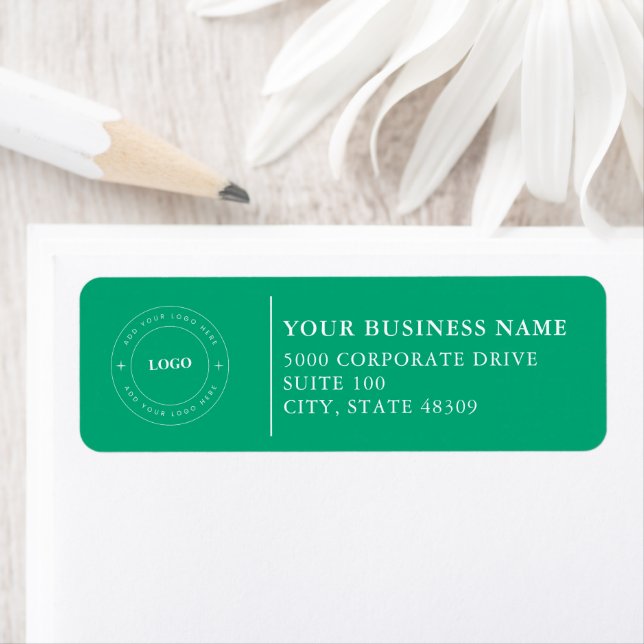 Étiquette d'adresse de retour de logo d'entreprise (En situation)