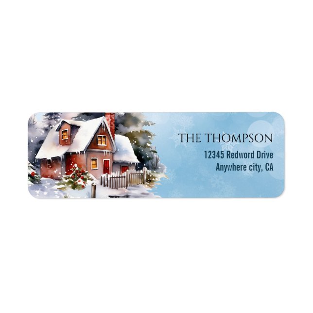 Étiquette d'adresse de retour de maison rustique e (Devant)
