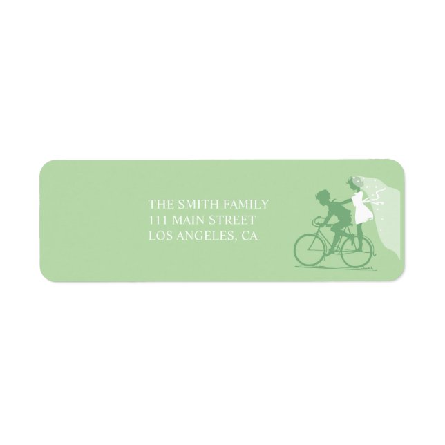 Étiquette d'adresse de retour de Mariage à bicycle (Devant)