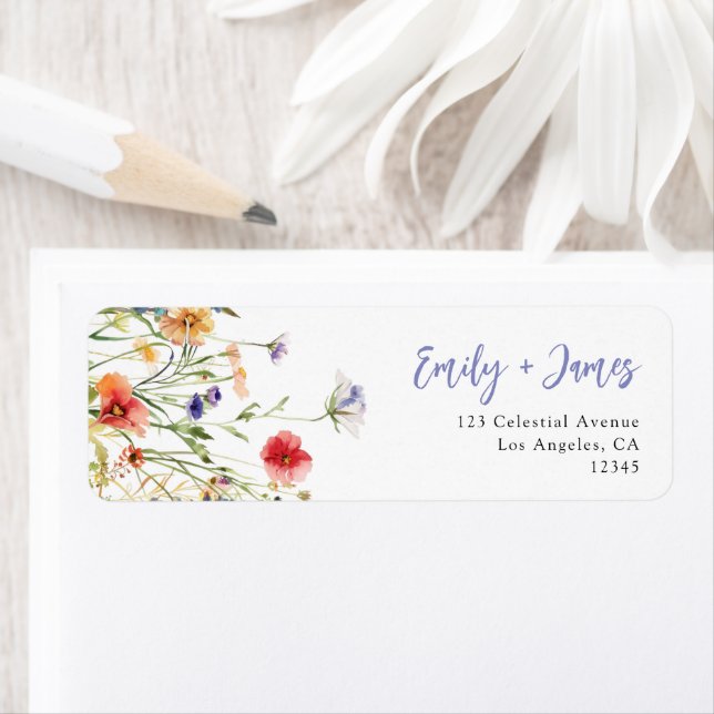 Étiquette d'adresse de retour de mariage à fleur s (En situation)
