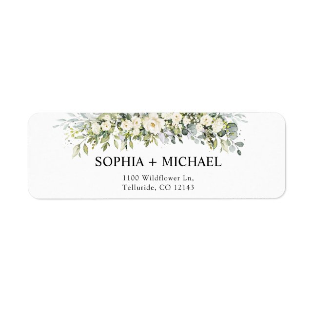 Étiquette d'adresse de retour de mariage à fleurs  (Devant)