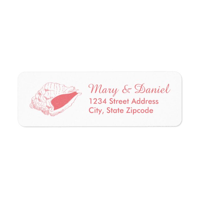 Étiquette d'adresse de retour de mariage à la plag (Devant)