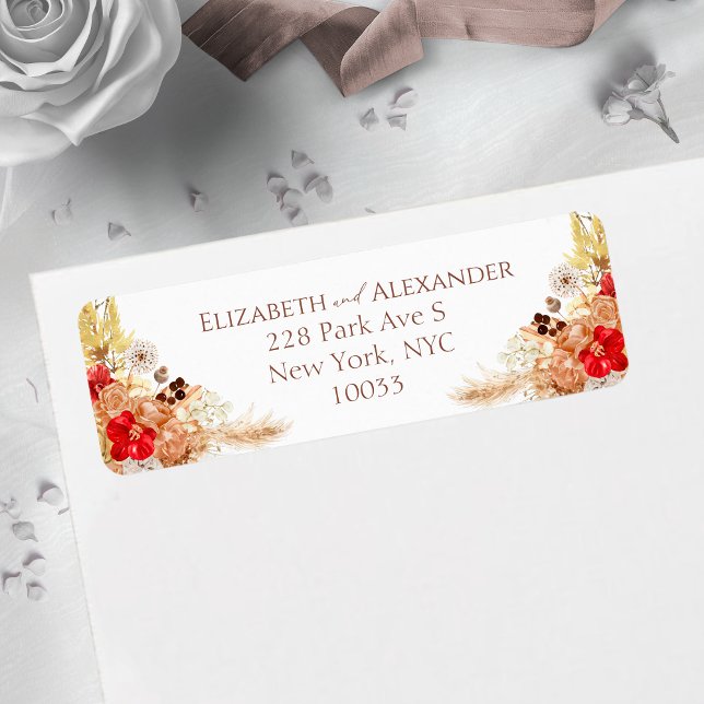 Étiquette d'adresse de retour de mariage à l'aquar (Créateur téléchargé)