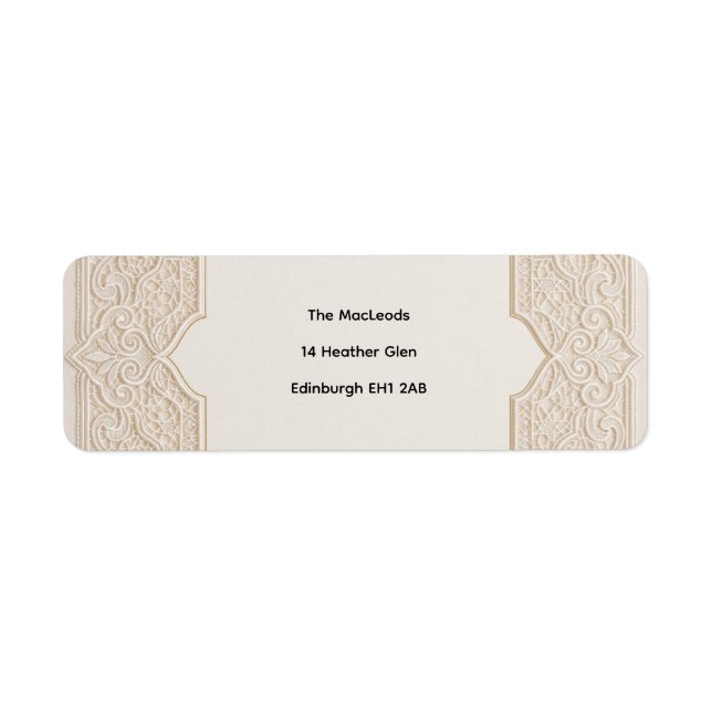 Étiquette d'adresse de retour de mariage Art Déco  (Devant)