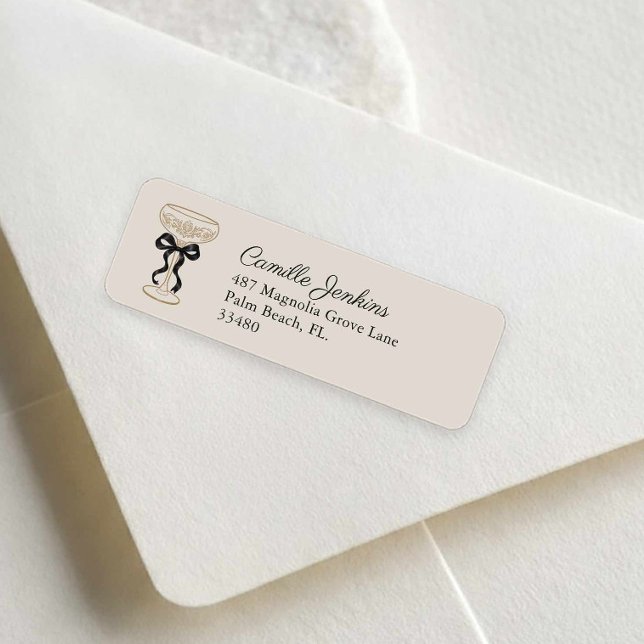 Étiquette d'adresse de retour de mariage au ruban  (Bubbly Bridal Shower Return Address Label)