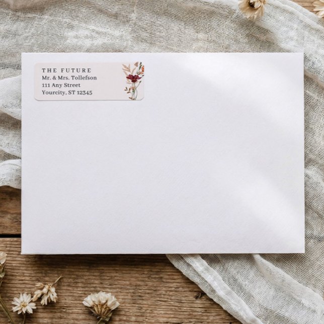 Étiquette d'adresse de retour de mariage aux fleur (Elegant fall wedding return address labels - vintage boho watercolor wildflowers)