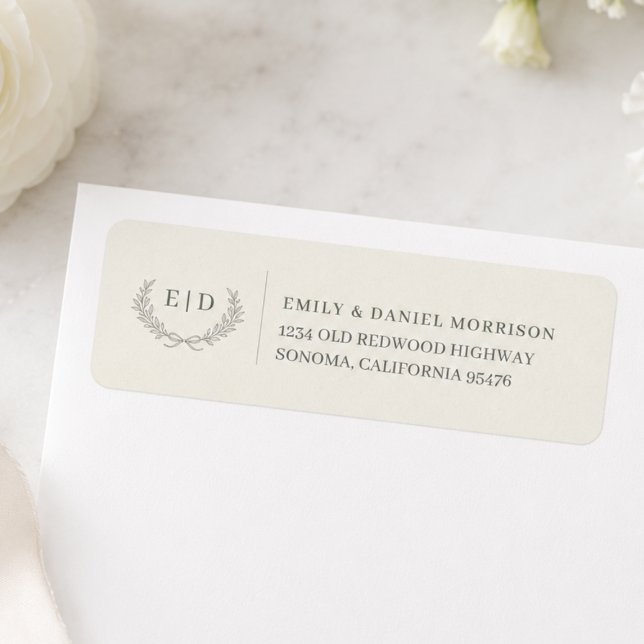 Étiquette d'adresse de retour de mariage avec mono (Créateur téléchargé)