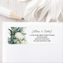 Étiquette d'adresse de retour de mariage avec verd