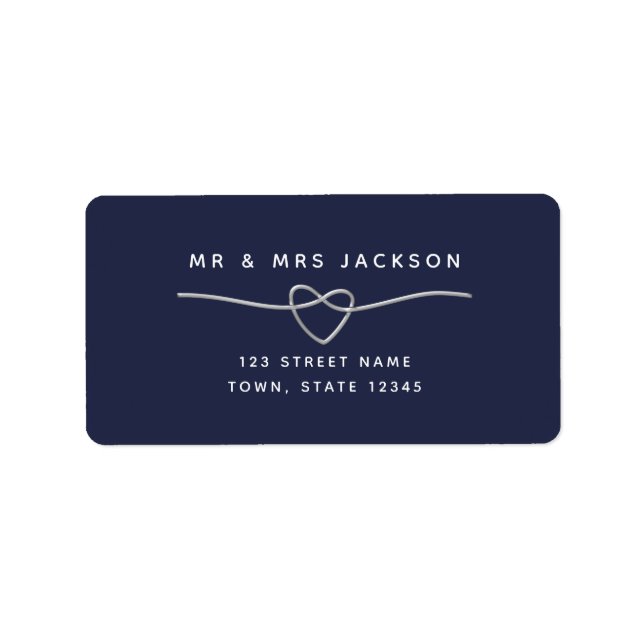 Étiquette d'adresse de retour de mariage bleu mari (Devant)