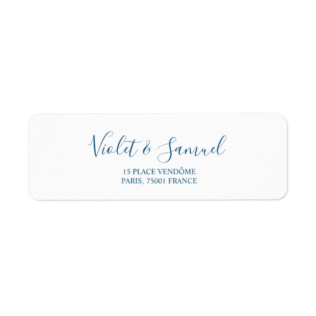 Étiquette d'adresse de retour de mariage bleu mini (Devant)