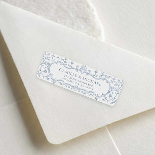 Étiquette d'adresse de retour de mariage Blue Cres